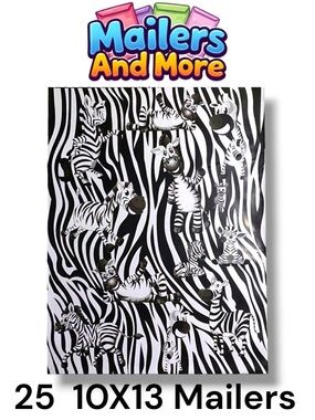 25 10X13 Poly Mailers, Zebra Shipping Envelopes PRICE IS FIRM
